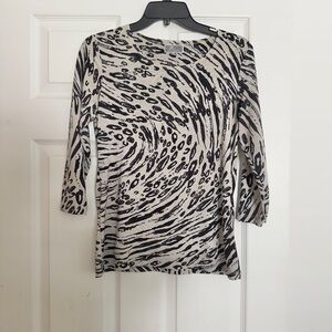 Abstract Animal-Print 3/4 Sleeve Women's Top Size P/S